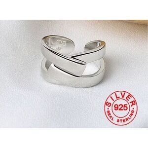 NEW 925 Sterling Silver Criss Cross Adjustable‎ Ring